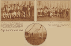 873502 Collage van 3 foto's betreffende de voetbalwedstrijd tussen Elinkwijk (Zuilen) en A.P.W.C. (Amersfoort), die ...